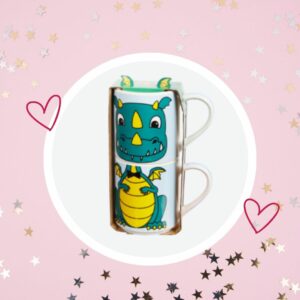 🦄 Mugs Duo Animaux (le lot de 2 mugs empilables : Tigre, Ours, Renard, Dragon)