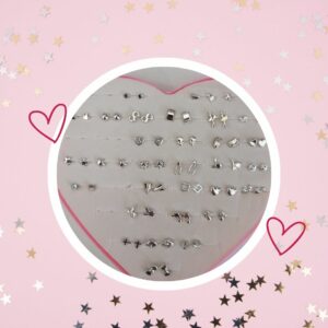🦄 Boucles Clous d'Oreilles pour Enfants - Clous argentés (tige et fermoir en plastique)