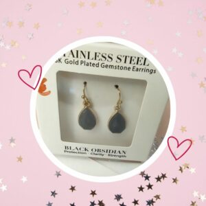 🦄 Boucles d'Oreilles Plaqué Or avec Pierre Semi-Précieuse (Améthyste - Obsidienne - Quartz Rose - Aventurine - Lépidolite)