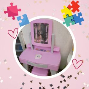 🦄 Coiffeuse Princesse + Tabouret (commode, bureau pour enfant) : Modèle Fille  (OCCASION🏷️)