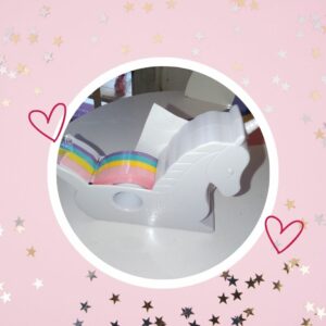 🦄 Dévidoir à ruban adhésif : Motif LICORNE (avec ruban multicolore inclus)
